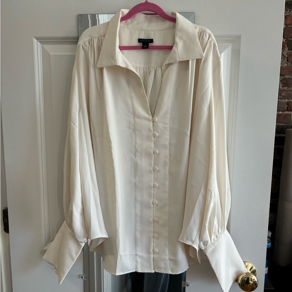 Elegant Cream Button-Up Blouse